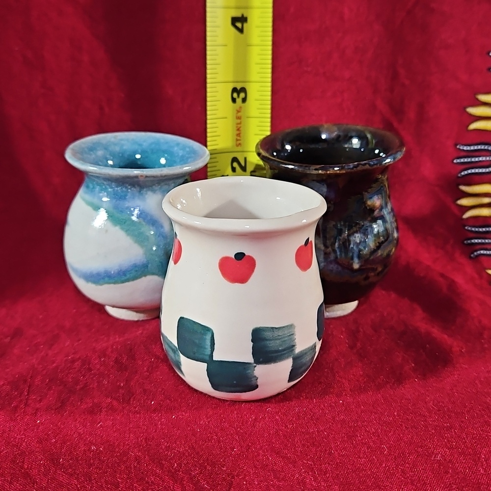 Studio Art Pottery Miniature Vase Set of 3 - Whitefish Montana & Signed PNW